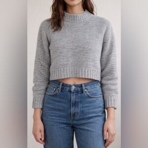 Roots Gray cropped Cowl Neck Sweater